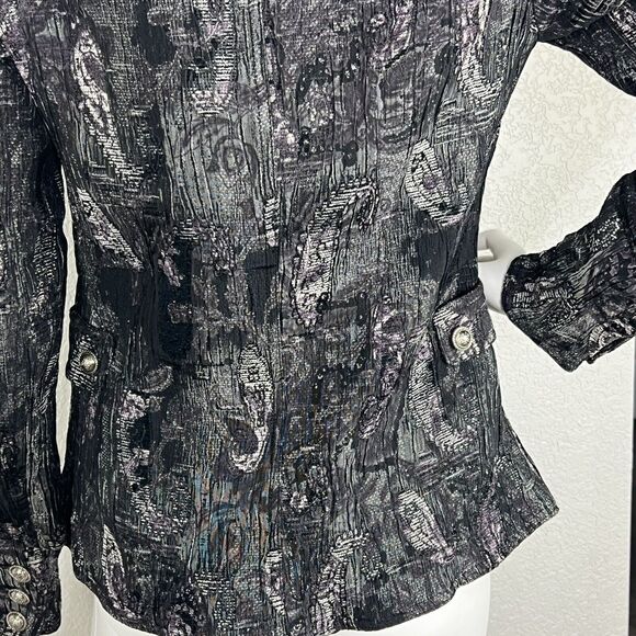 Vtg 80s Size 10 Jacket Coat Jacquard Metallic Fairy Goth Sparkle Artsy Unique - Picture 7 of 10